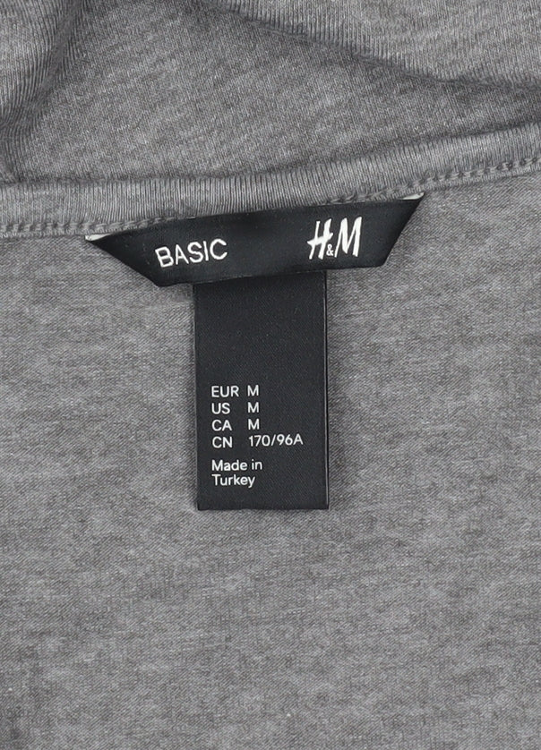 H&M Women Grey Skater Dress Size 12 Scoop Neck 3/4 Sleeve Casual