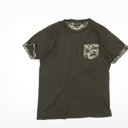Brave Soul Men's Green Camouflage Pocket T-Shirt Size M Regular Fit