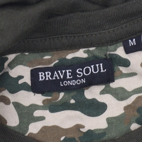 Brave Soul Men's Green Camouflage Pocket T-Shirt Size M Regular Fit