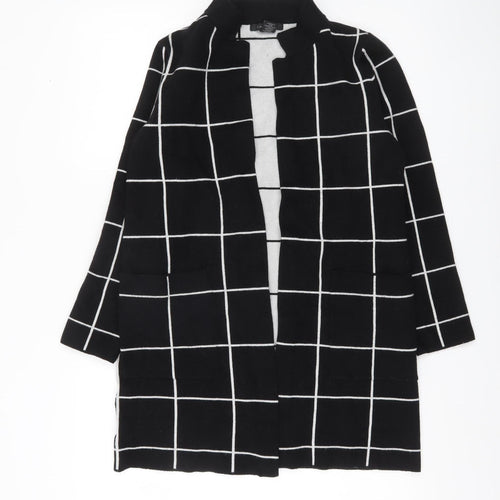 Tahari Womens Black Check Longline Cardigan UK S Workwear Knit