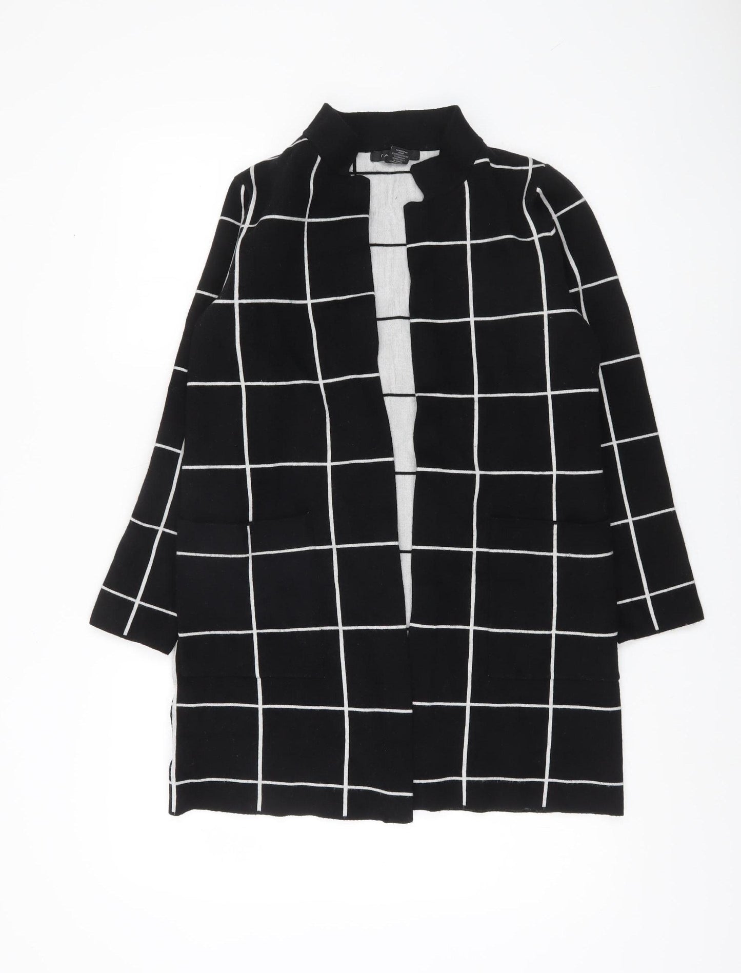 Tahari Womens Black Check Longline Cardigan UK S Workwear Knit