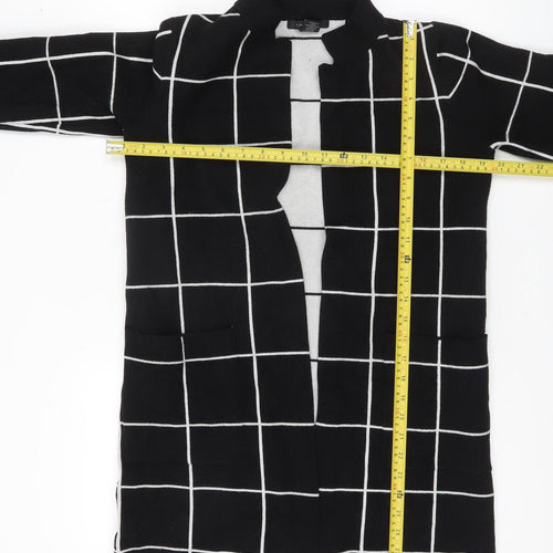 Tahari Womens Black Check Longline Cardigan UK S Workwear Knit