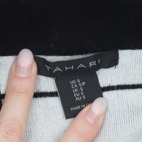 Tahari Womens Black Check Longline Cardigan UK S Workwear Knit