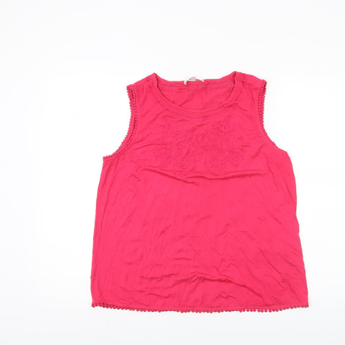 Lakeland Womens Pink Size 14 Sleeveless Embroidered Tank Top