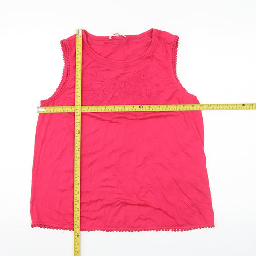 Lakeland Womens Pink Size 14 Sleeveless Embroidered Tank Top