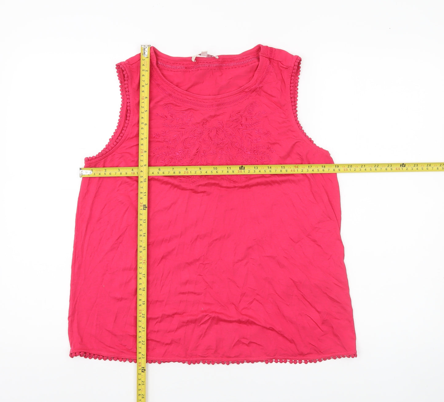 Lakeland Womens Pink Size 14 Sleeveless Embroidered Tank Top