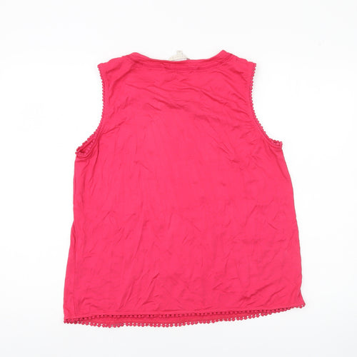 Lakeland Womens Pink Size 14 Sleeveless Embroidered Tank Top