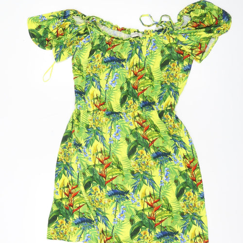 Oasis Women’s Multicoloured Tropical Off Shoulder Skater Dress M