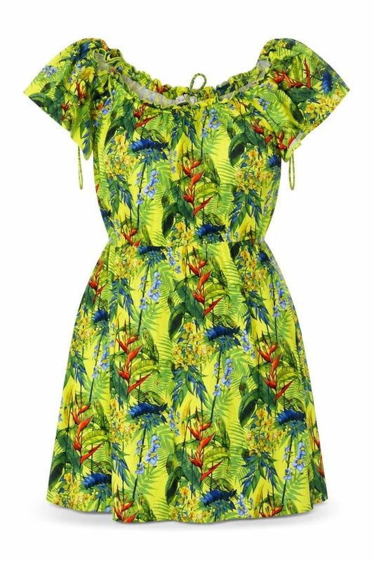 Front view of Oasis Women’s Multicoloured Tropical Off Shoulder Skater Dress M