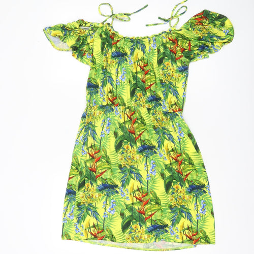Oasis Women’s Multicoloured Tropical Off Shoulder Skater Dress M
