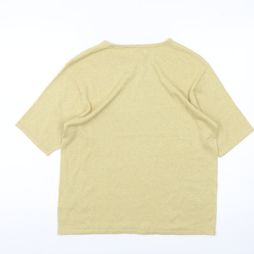 Yarnworks Womens Gold Glitter Knit Pullover Jumper Size S