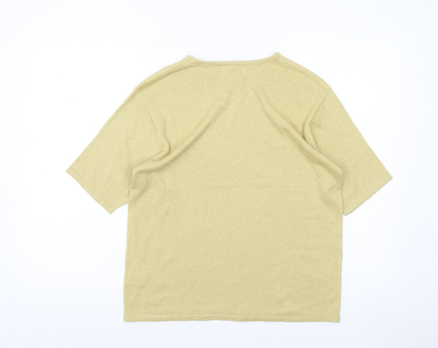 Yarnworks Womens Gold Glitter Knit Pullover Jumper Size S
