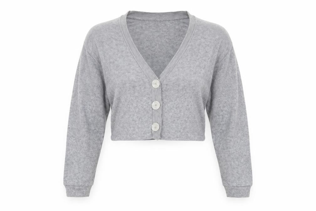 Zara Women’s Grey S V-Neck Button Knit Cardigan Jumper