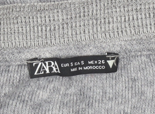 Zara Women’s Grey S V-Neck Button Knit Cardigan Jumper
