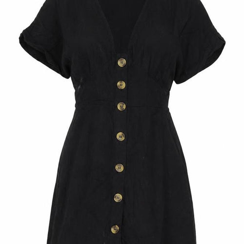 ASOS Women’s Black Size 6 Short Shirt Dress Cotton V-Neck Casual