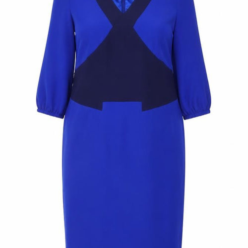 Trinny & Susannah Women’s Blue Sheath Dress Size 14 V-Neck 3/4 Sleeve