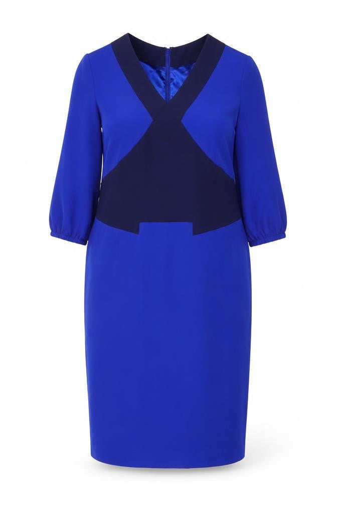 Trinny & Susannah Women’s Blue Sheath Dress Size 14 V-Neck 3/4 Sleeve