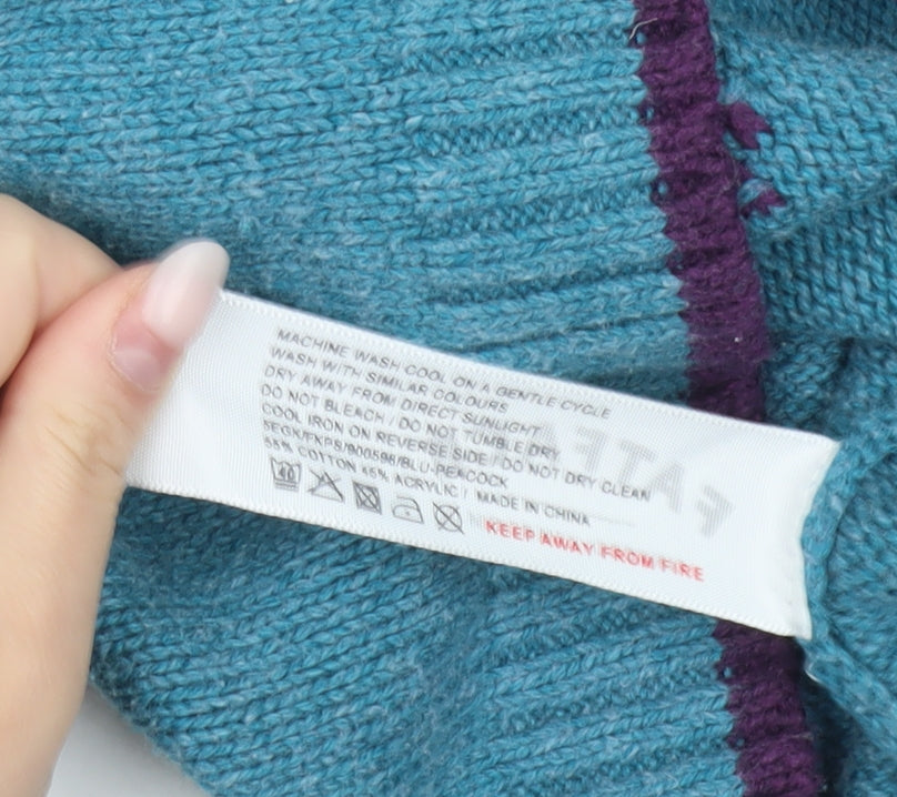 FatFace Boys Blue Owl Graphic Pullover Jumper Size 12-13 Years Cotton Blend