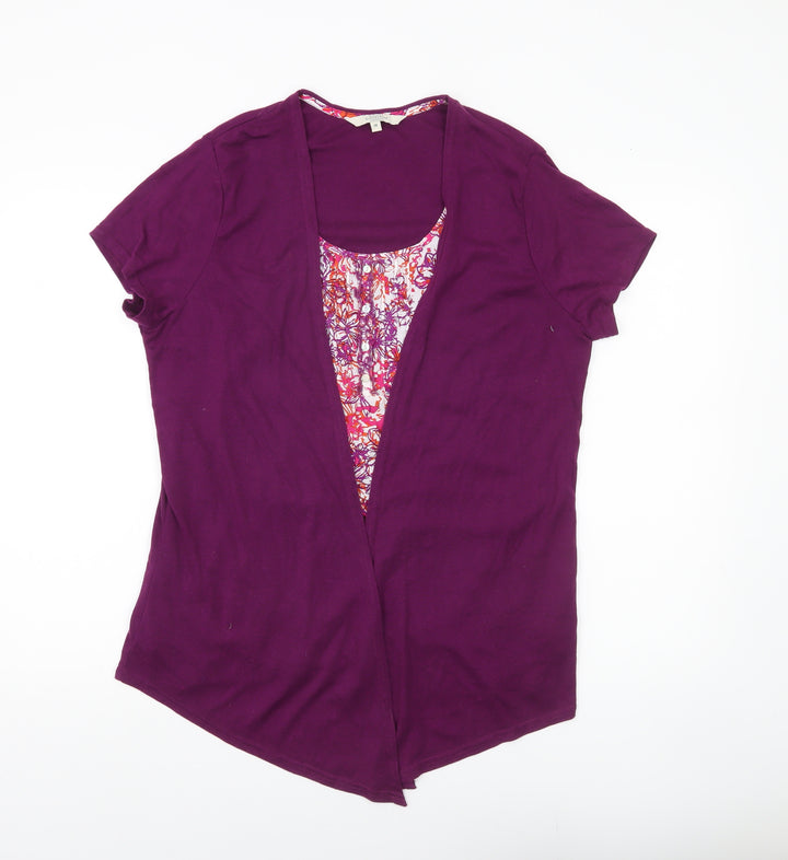 Debenhams Womens Purple Short Sleeve Scoop Neck Top Size 18