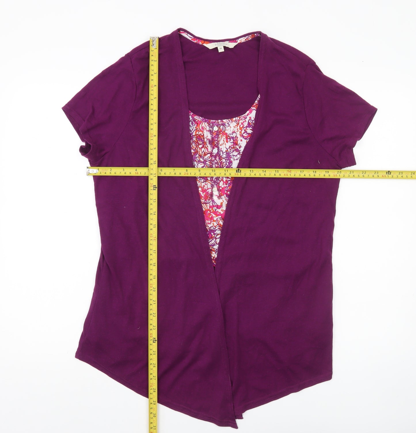 Debenhams Womens Purple Short Sleeve Scoop Neck Top Size 18