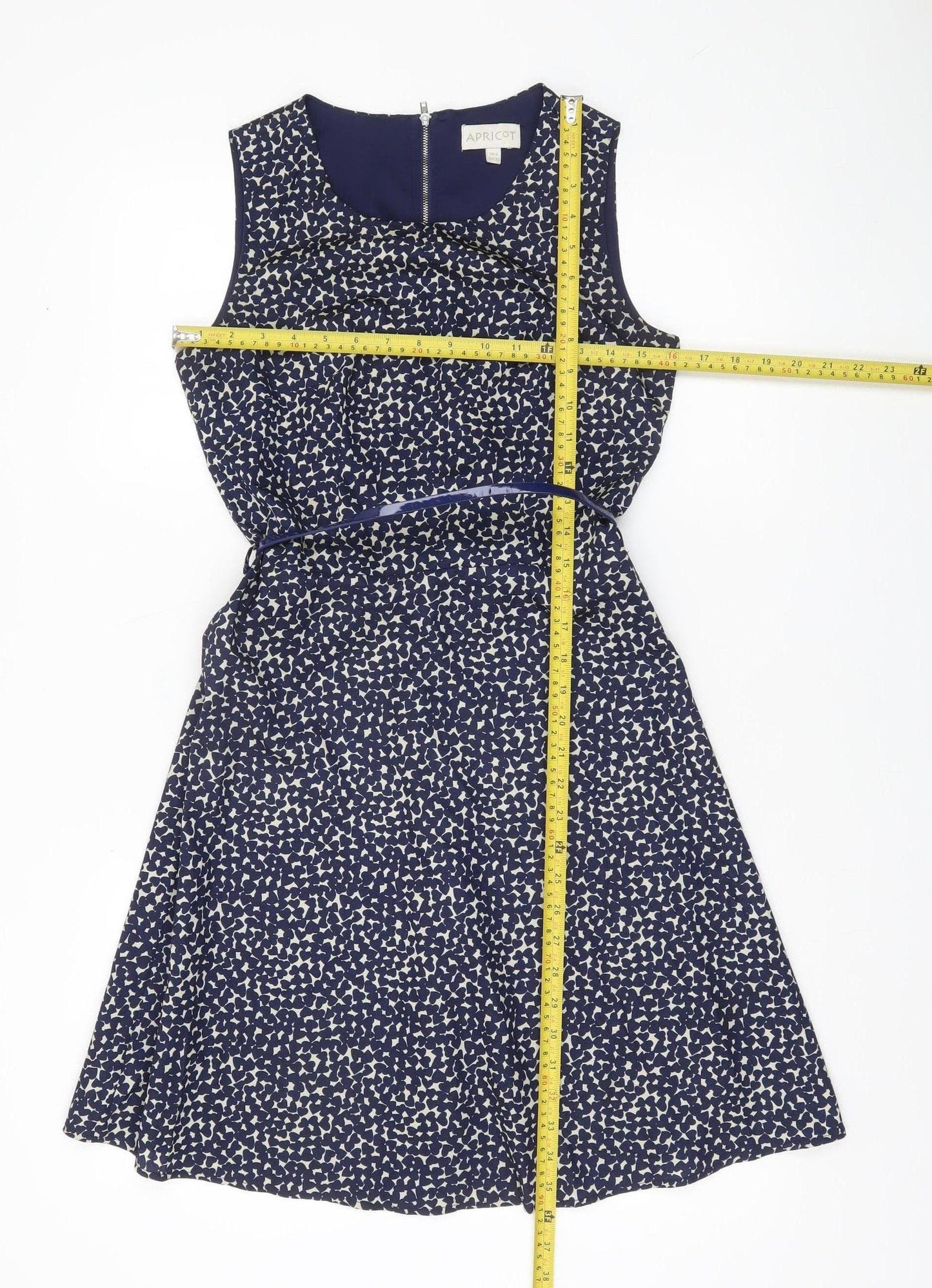 Apricot Women's Blue Fit & Flare Floral Sleeveless Dress UK 8