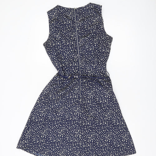 Apricot Women's Blue Fit & Flare Floral Sleeveless Dress UK 8