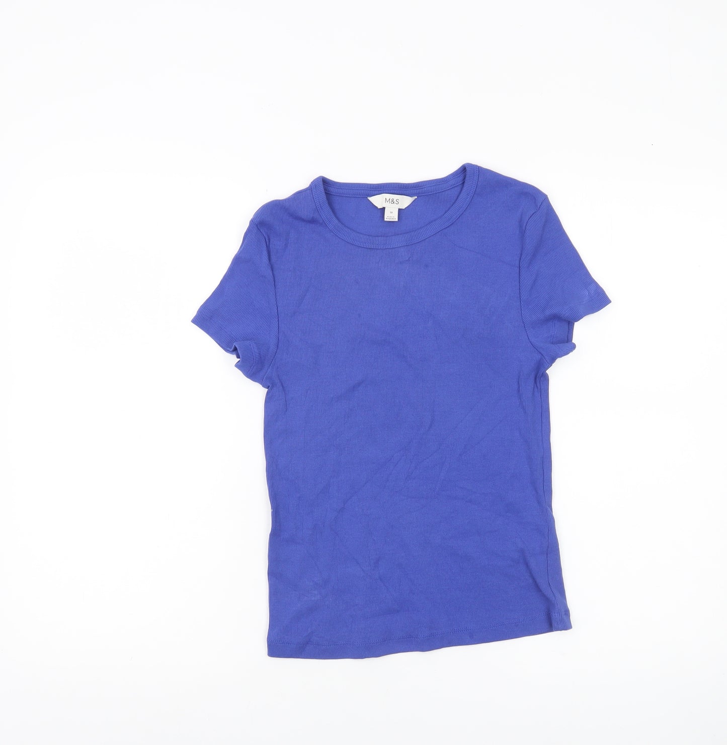 Marks and Spencer Women’s Blue T-Shirt Size 10 Short Sleeve Cotton