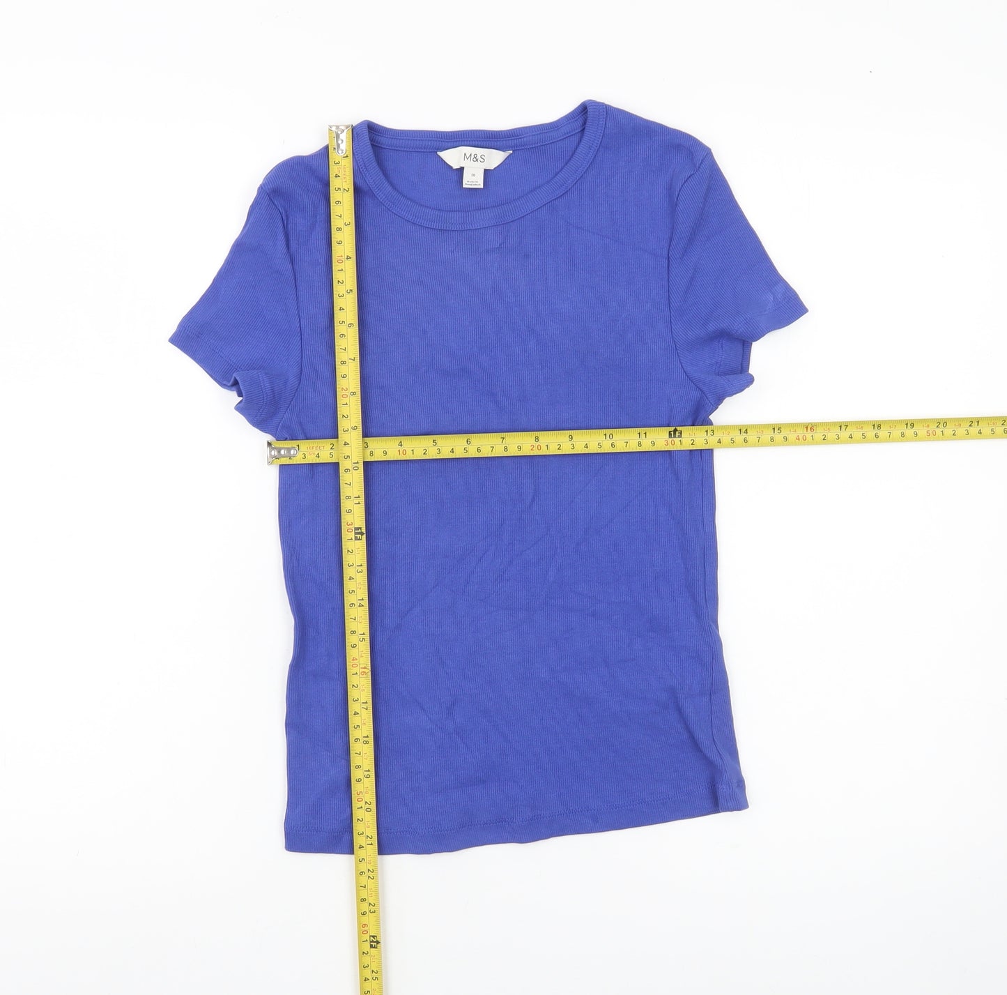 Marks and Spencer Women’s Blue T-Shirt Size 10 Short Sleeve Cotton