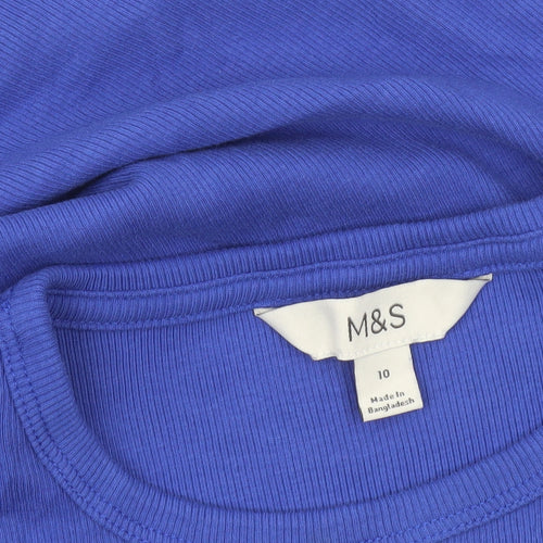 Marks and Spencer Women’s Blue T-Shirt Size 10 Short Sleeve Cotton