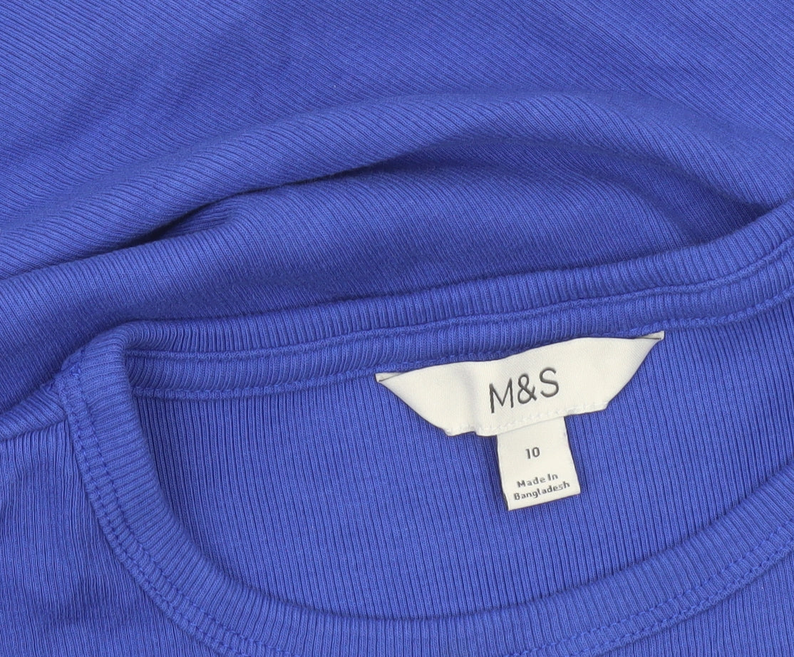 Marks and Spencer Women’s Blue T-Shirt Size 10 Short Sleeve Cotton