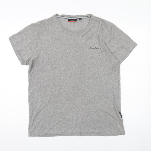 Pierre Cardin Mens Grey Crew Neck Jersey Cotton T-Shirt Size L