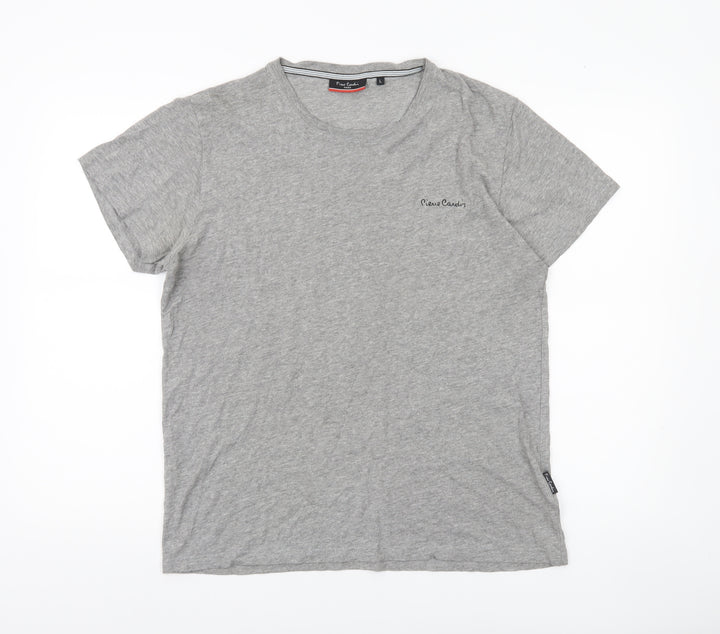 Pierre Cardin Mens Grey Crew Neck Jersey Cotton T-Shirt Size L