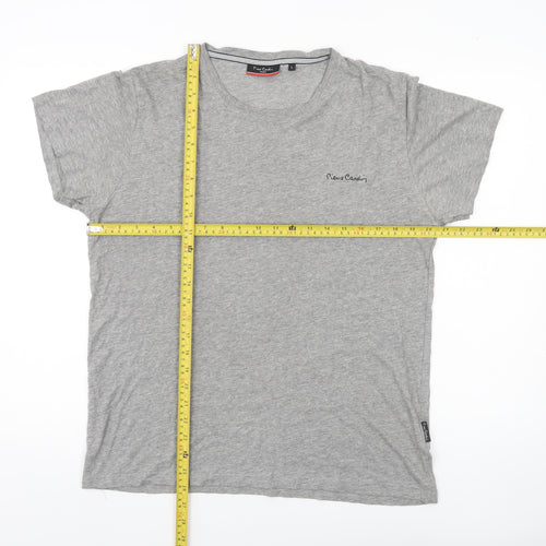 Pierre Cardin Mens Grey Crew Neck Jersey Cotton T-Shirt Size L