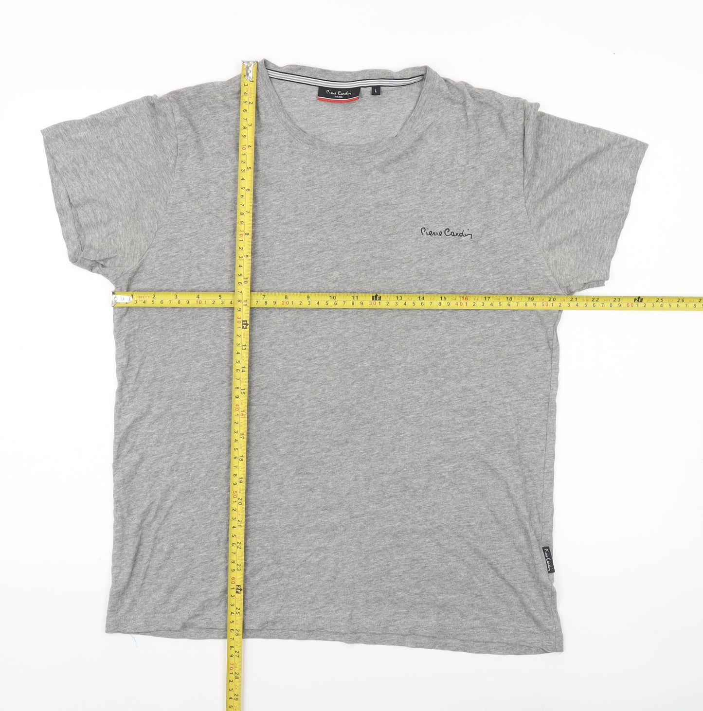 Pierre Cardin Mens Grey Crew Neck Jersey Cotton T-Shirt Size L