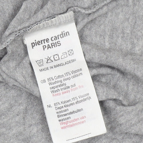 Pierre Cardin Mens Grey Crew Neck Jersey Cotton T-Shirt Size L