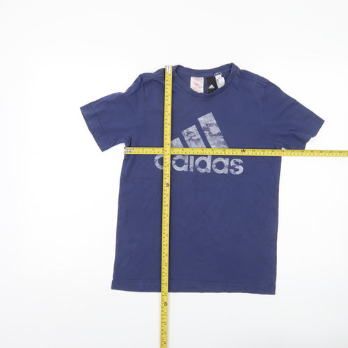 Adidas Boys Blue 11-12 Years Short Sleeve Logo T-Shirt
