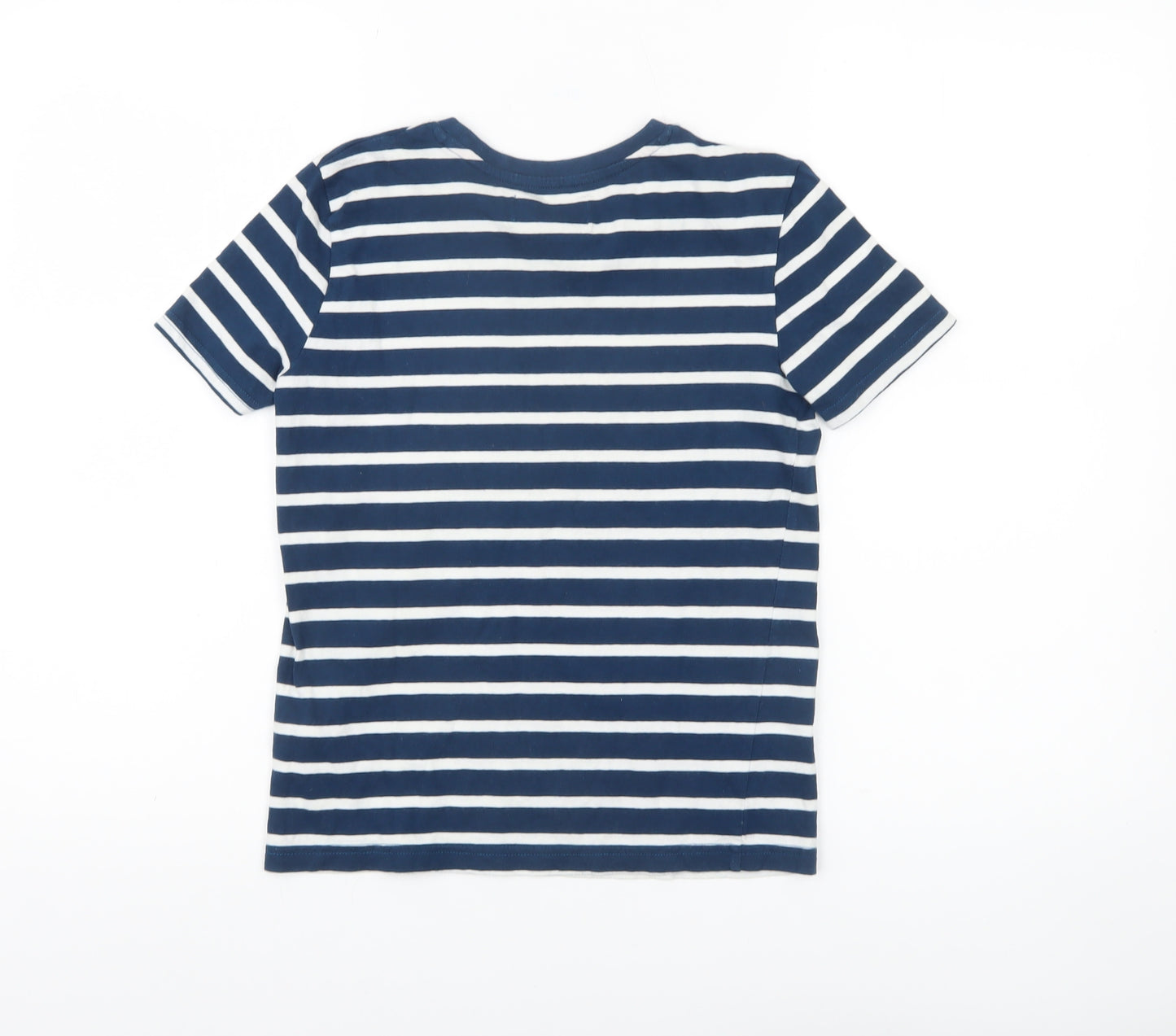 Farah Jeans Boys Blue Striped Cotton T-Shirt 10-11 Years Casual Crew Neck