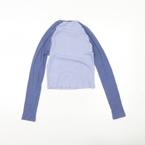 H&M Girls Blue Garfield Long Sleeve Cropped T-Shirt Size 14 Years