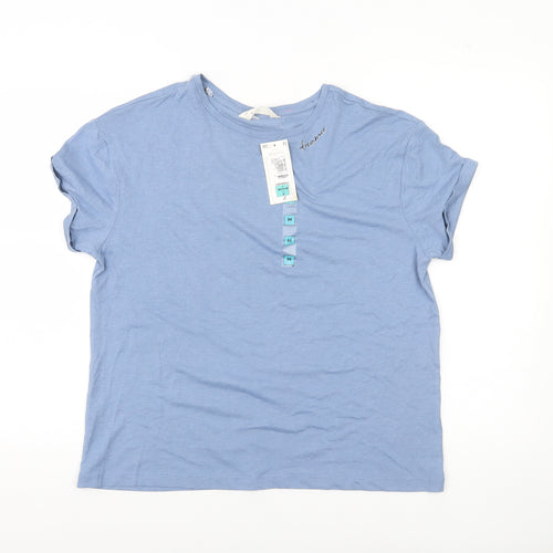 Marks and Spencer Womens Blue Cotton Blend Pyjama Top M
