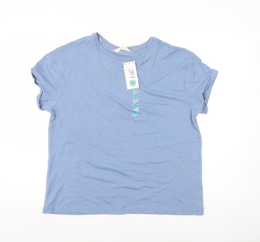 Marks and Spencer Womens Blue Cotton Blend Pyjama Top M