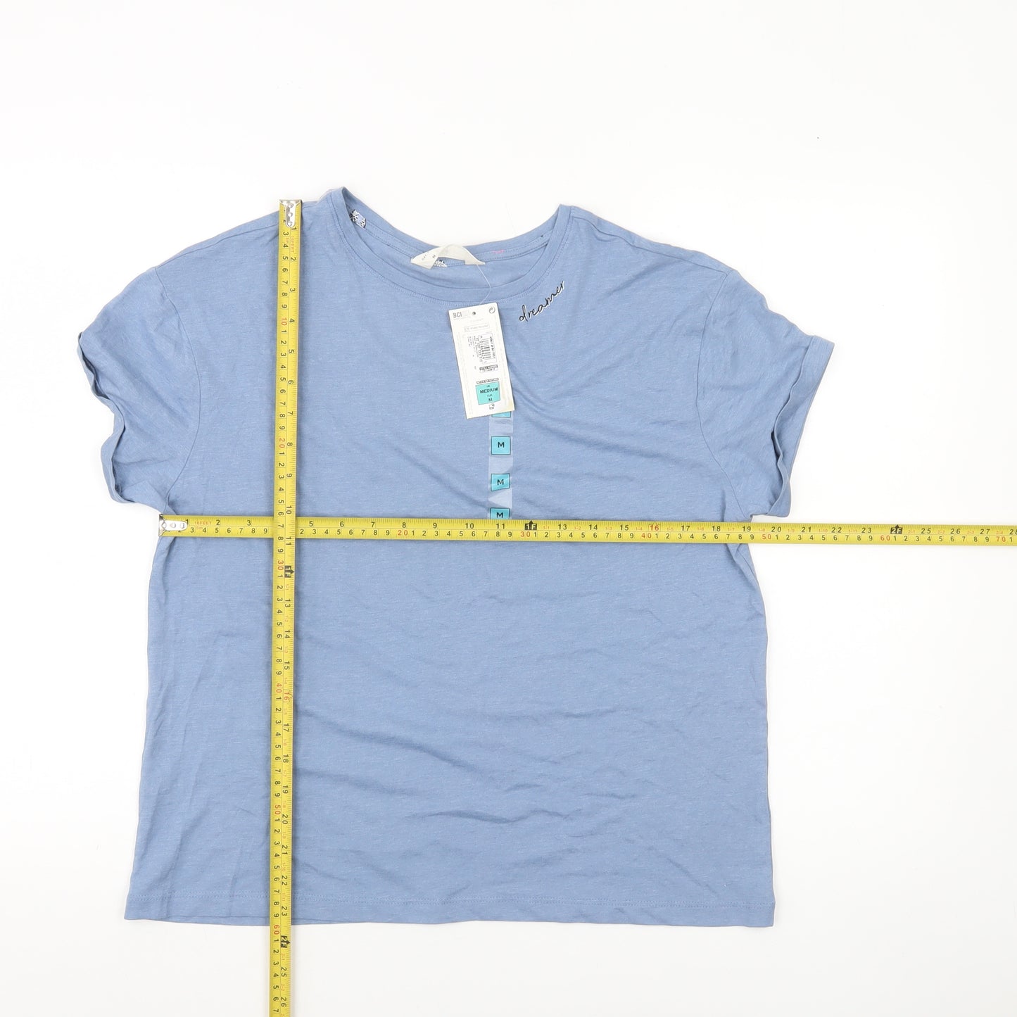 Marks and Spencer Womens Blue Cotton Blend Pyjama Top M