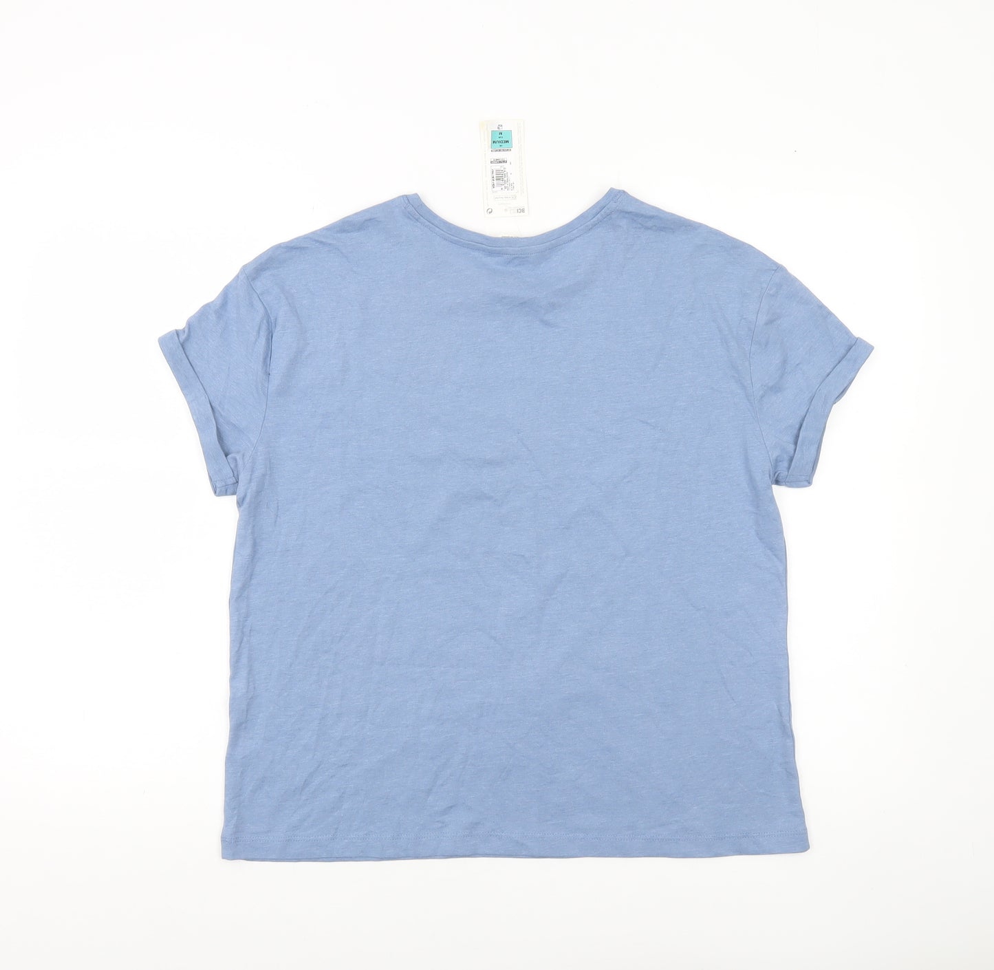 Marks and Spencer Womens Blue Cotton Blend Pyjama Top M