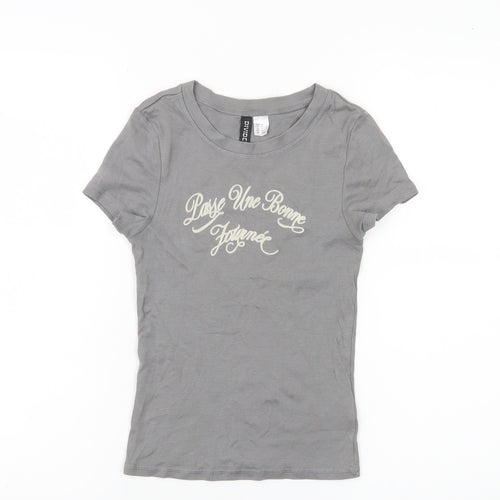 H&M Divided Women’s Grey XS Graphic Print Short Sleeve T-Shirt