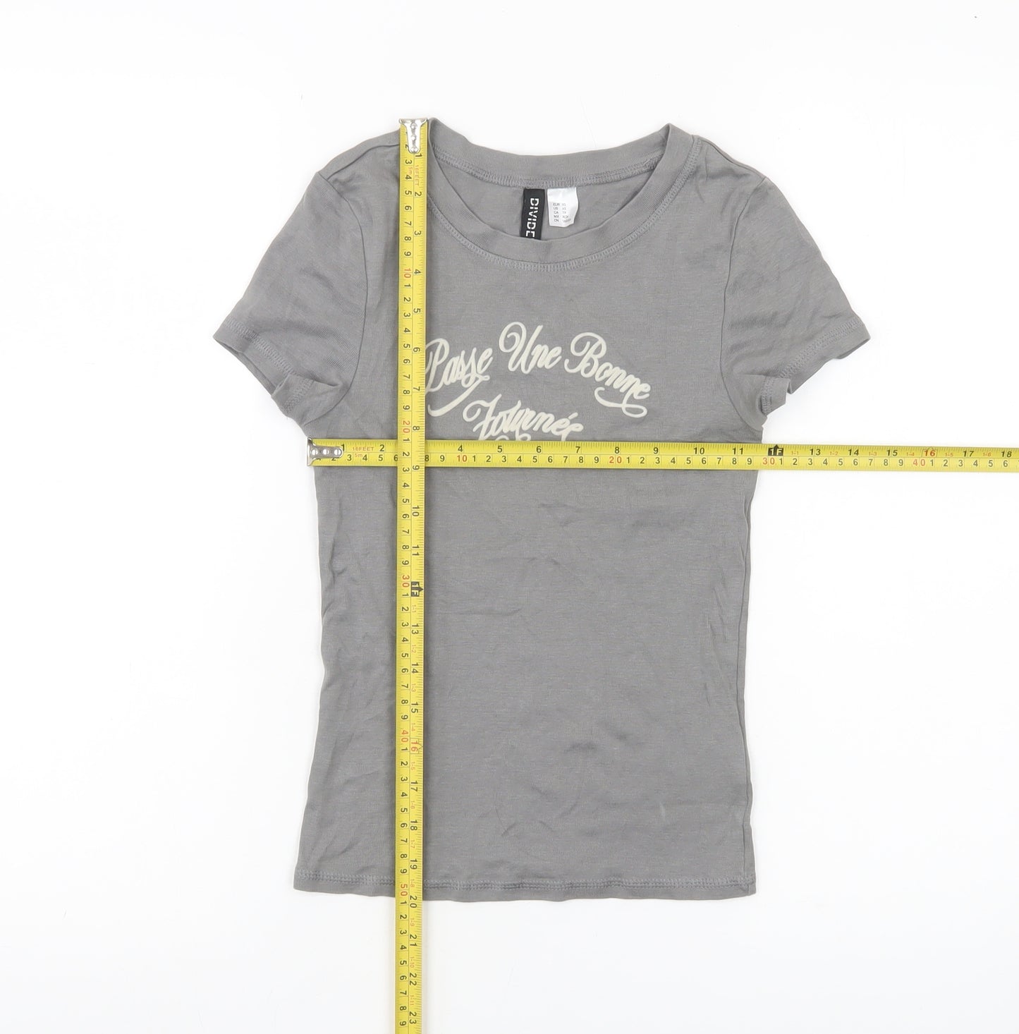 H&M Divided Women’s Grey XS Graphic Print Short Sleeve T-Shirt