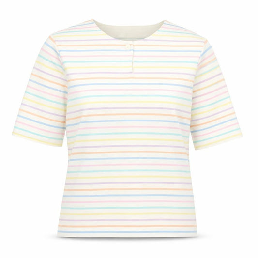 Front view of Top Notch Women’s Multicoloured Stripe Cotton T-Shirt, size UK 12