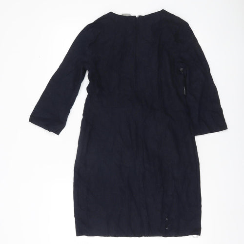 ASOS Women’s Blue Linen Blend Sheath Dress UK 10 Knee Length 3/4 Sleeve