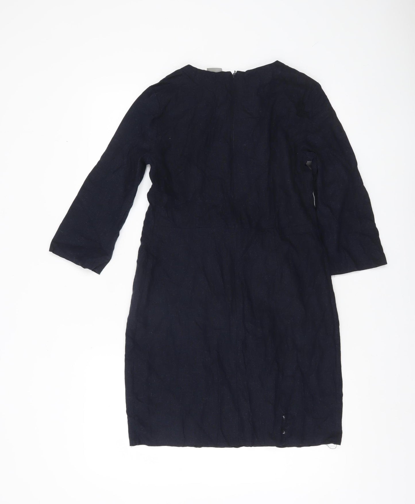 ASOS Women’s Blue Linen Blend Sheath Dress UK 10 Knee Length 3/4 Sleeve