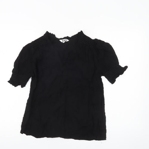 Ro&Zo Women’s Black Viscose Tunic Blouse Size 6 Short Puff Sleeve