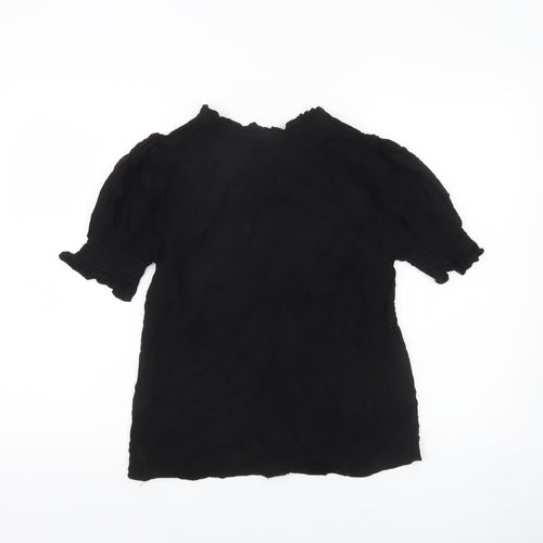 Ro&Zo Women’s Black Viscose Tunic Blouse Size 6 Short Puff Sleeve