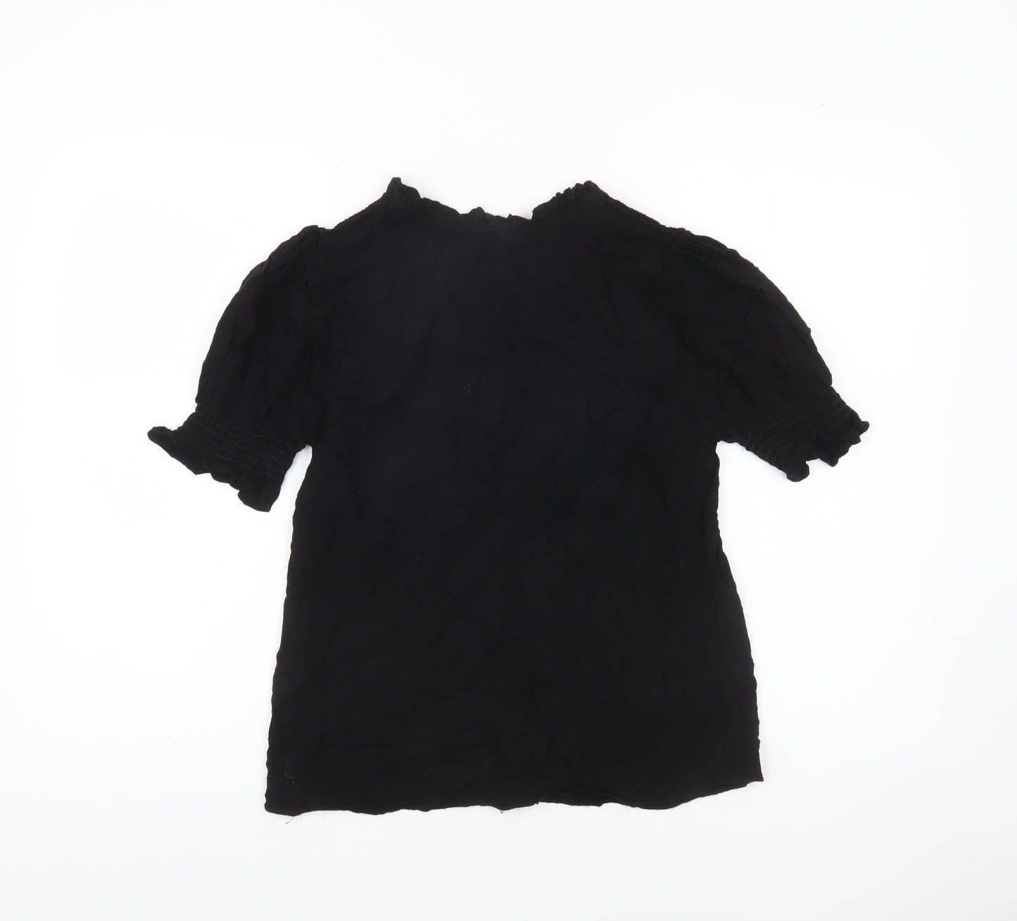 Ro&Zo Women’s Black Viscose Tunic Blouse Size 6 Short Puff Sleeve